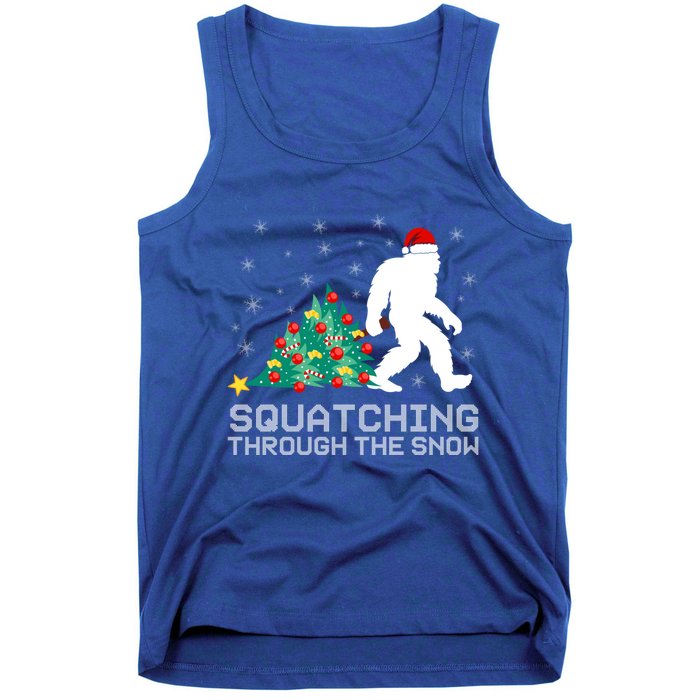 Squatching Through The Snow Bigfoot Christmas Sasquatch Gift Tank Top