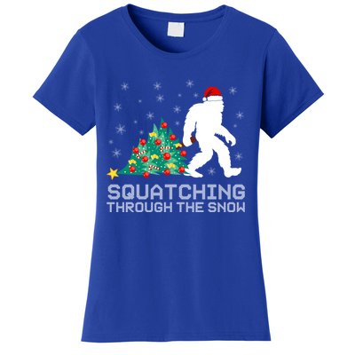 Squatching Through The Snow Bigfoot Christmas Sasquatch Gift Women's T-Shirt