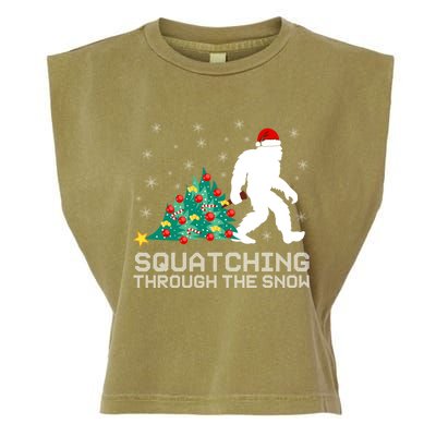 Squatching Through The Snow Bigfoot Christmas Sasquatch Gift Garment-Dyed Women's Muscle Tee