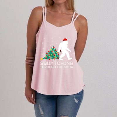 Squatching Through The Snow Bigfoot Christmas Sasquatch Gift Women's Strappy Tank