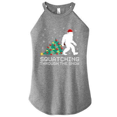 Squatching Through The Snow Bigfoot Christmas Sasquatch Gift Women's Perfect Tri Rocker Tank