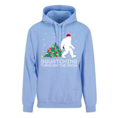 Squatching Through The Snow Bigfoot Christmas Sasquatch Gift Unisex Surf Hoodie