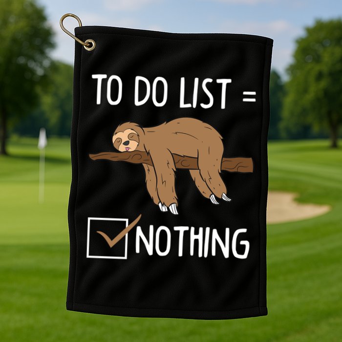 Sloth Tired Todo List Nothing Lazy Sloth Golf Towel
