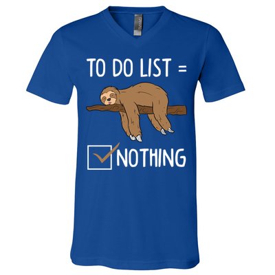 Sloth Tired Todo List Nothing Lazy Sloth V-Neck T-Shirt