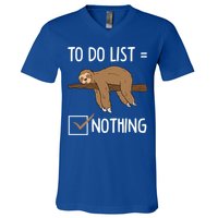 Sloth Tired Todo List Nothing Lazy Sloth V-Neck T-Shirt