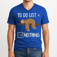 Sloth Tired Todo List Nothing Lazy Sloth V-Neck T-Shirt