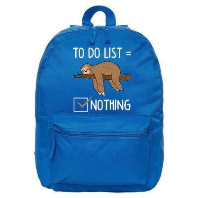 Sloth Tired Todo List Nothing Lazy Sloth 16 in Basic Backpack