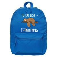 Sloth Tired Todo List Nothing Lazy Sloth 16 in Basic Backpack