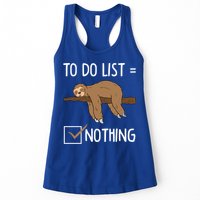 Sloth Tired Todo List Nothing Lazy Sloth Womens Tank Top