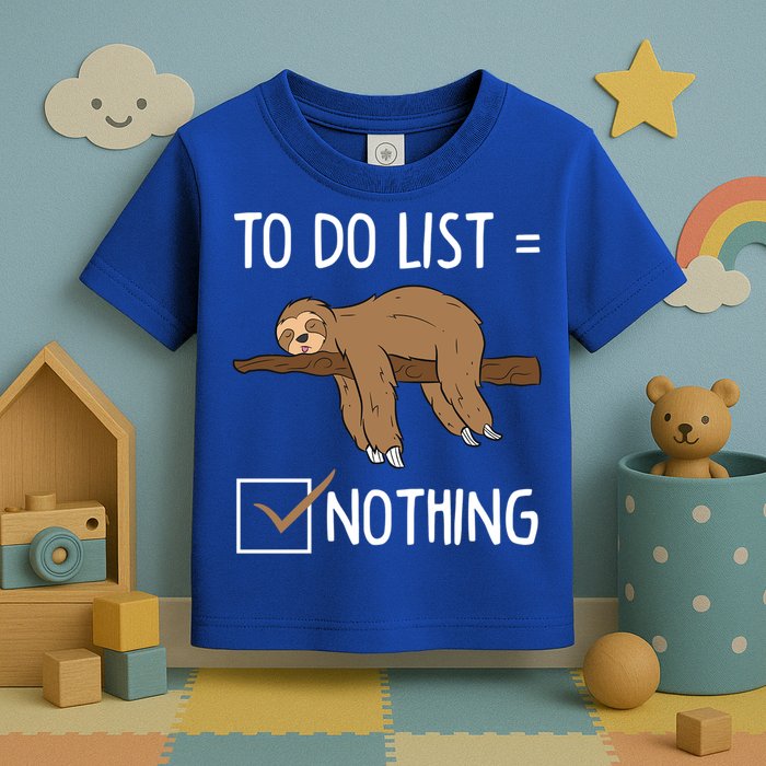 Sloth Tired Todo List Nothing Lazy Sloth Toddler T-Shirt