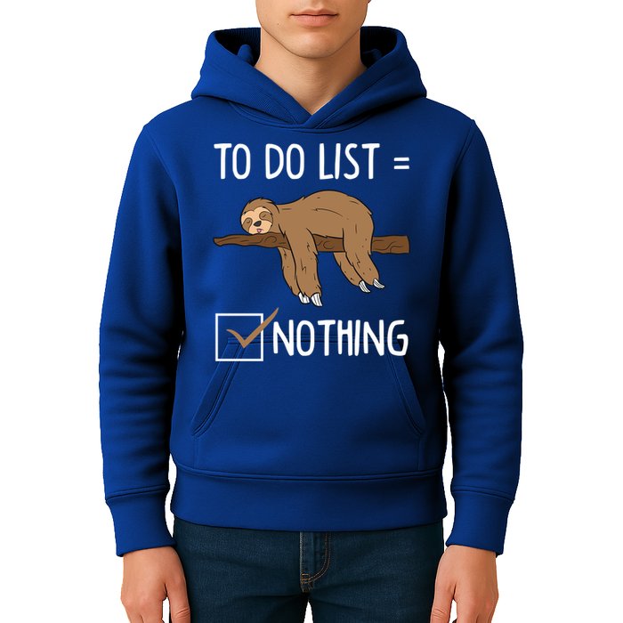 Sloth Tired Todo List Nothing Lazy Sloth Kids Hoodie