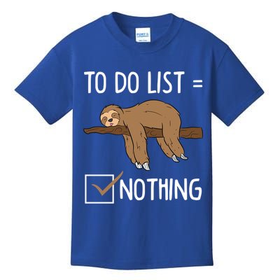 Sloth Tired Todo List Nothing Lazy Sloth Kids T-Shirt