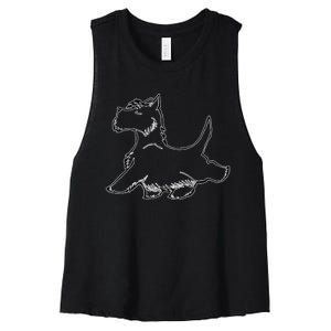 Scottish Terrier Tough Enough To Rock A Beard And Skirt Women's Racerback Cropped Tank