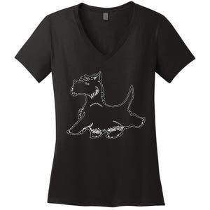 Scottish Terrier Tough Enough To Rock A Beard And Skirt Women's V-Neck T-Shirt