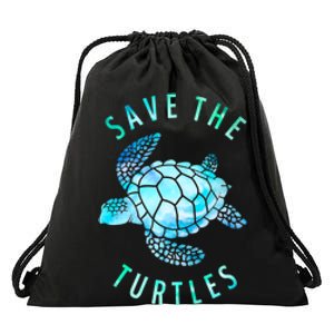 Save The Turtles Sea Turtle Tie Dye Ocean Wildlife Earth Day Drawstring Bag