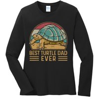 Sea Turtle Tortoise Dad Retro Vintage Best Turtle Dad Ever Ladies Long Sleeve Shirt