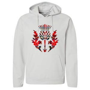 Scottish Tartan Thistle Emblem Performance Fleece Hoodie