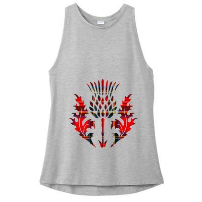 Scottish Tartan Thistle Emblem Ladies PosiCharge Tri-Blend Wicking Tank