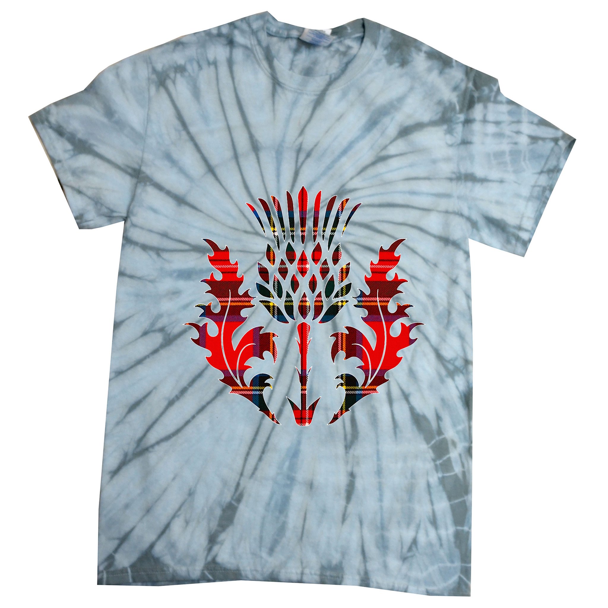 Scottish Tartan Thistle Emblem Tie-Dye T-Shirt