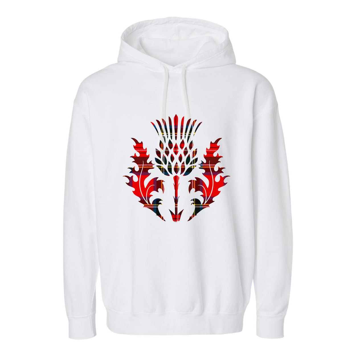 Scottish Tartan Thistle Emblem Garment-Dyed Fleece Hoodie