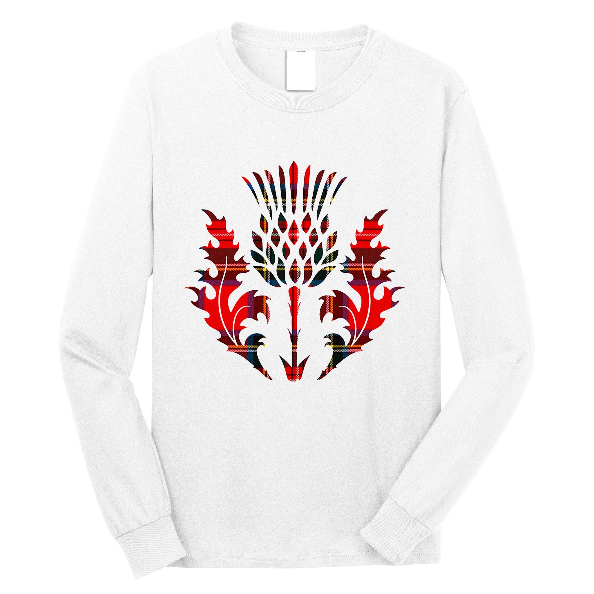Scottish Tartan Thistle Emblem Long Sleeve Shirt