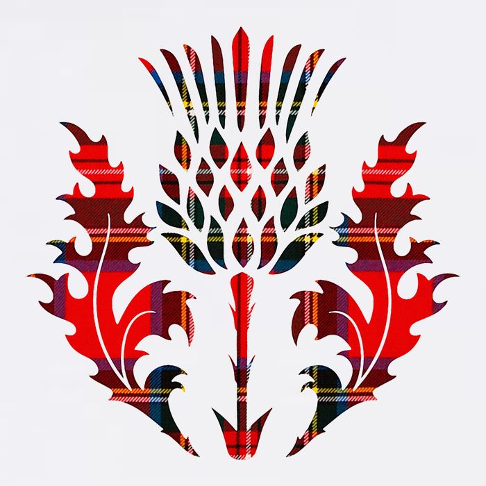 Scottish Tartan Thistle Emblem Button