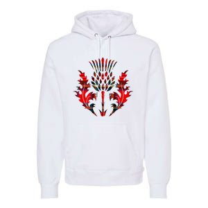 Scottish Tartan Thistle Emblem Premium Hoodie