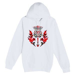 Scottish Tartan Thistle Emblem Premium Pullover Hoodie