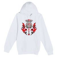 Scottish Tartan Thistle Emblem Premium Pullover Hoodie