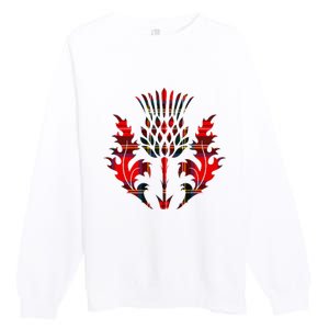 Scottish Tartan Thistle Emblem Premium Crewneck Sweatshirt