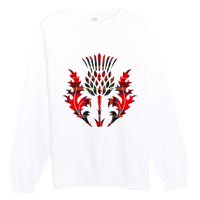 Scottish Tartan Thistle Emblem Premium Crewneck Sweatshirt