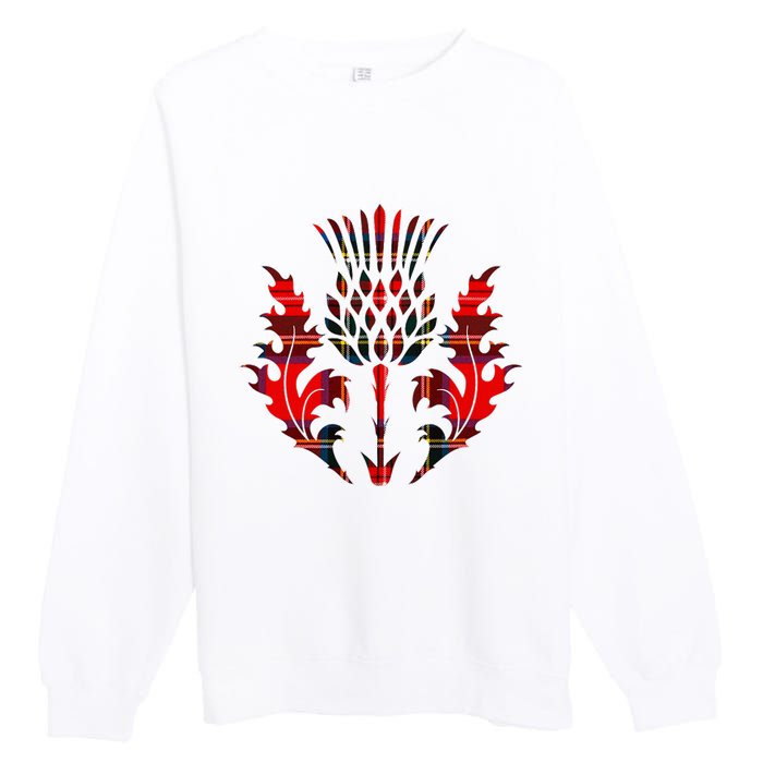 Scottish Tartan Thistle Emblem Premium Crewneck Sweatshirt