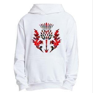 Scottish Tartan Thistle Emblem Urban Pullover Hoodie