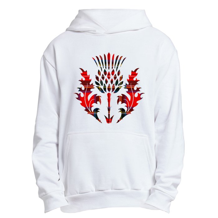 Scottish Tartan Thistle Emblem Urban Pullover Hoodie