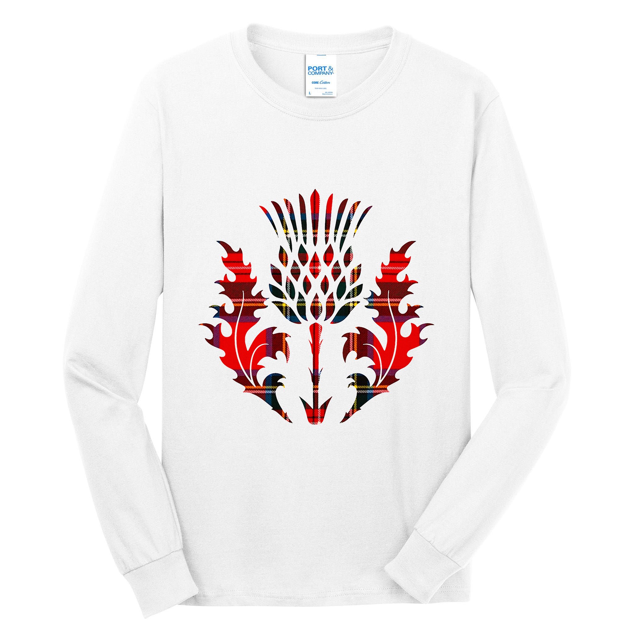 Scottish Tartan Thistle Emblem Tall Long Sleeve T-Shirt