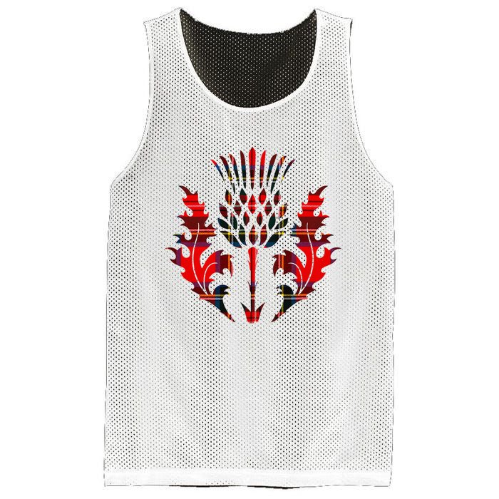 Scottish Tartan Thistle Emblem Mesh Reversible Basketball Jersey Tank