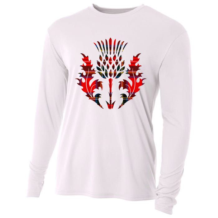 Scottish Tartan Thistle Emblem Cooling Performance Long Sleeve Crew