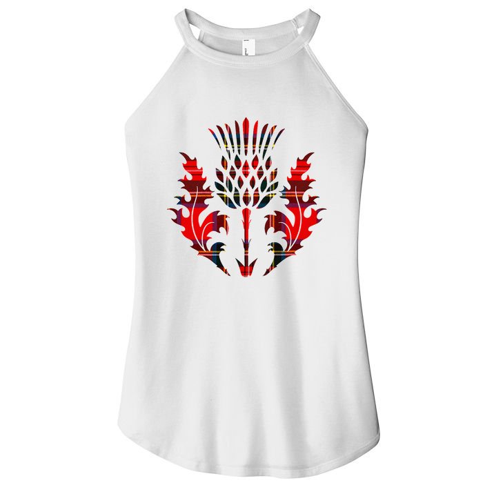 Scottish Tartan Thistle Emblem Women's Perfect Tri Rocker Tank