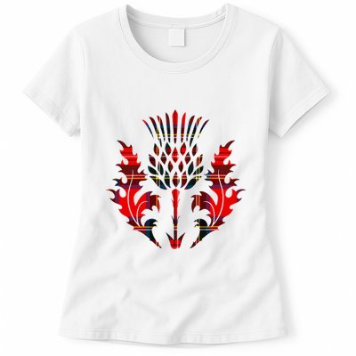 Scottish Tartan Thistle Emblem Womens T-Shirt