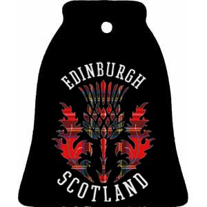 Scottish Tartan Thistle Emblem Edinburgh Scotland Ceramic Bell Ornament