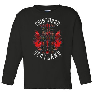 Scottish Tartan Thistle Emblem Edinburgh Scotland Toddler Long Sleeve Shirt