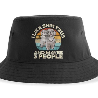Shih Tzu T Funny Dog Lover Tee Retro Shih Tzu Sustainable Bucket Hat