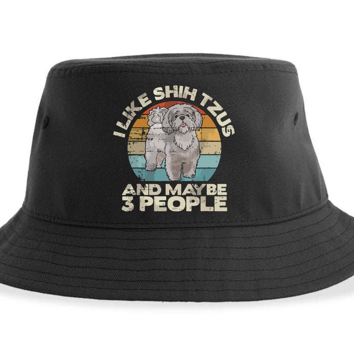 Shih Tzu T Funny Dog Lover Tee Retro Shih Tzu Sustainable Bucket Hat