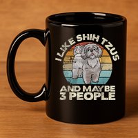 Shih Tzu T Funny Dog Lover Tee Retro Shih Tzu 11oz C Handle Ceramic Mug