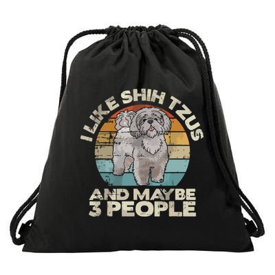 Shih Tzu T Funny Dog Lover Tee Retro Shih Tzu Drawstring Bag