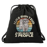 Shih Tzu T Funny Dog Lover Tee Retro Shih Tzu Drawstring Bag