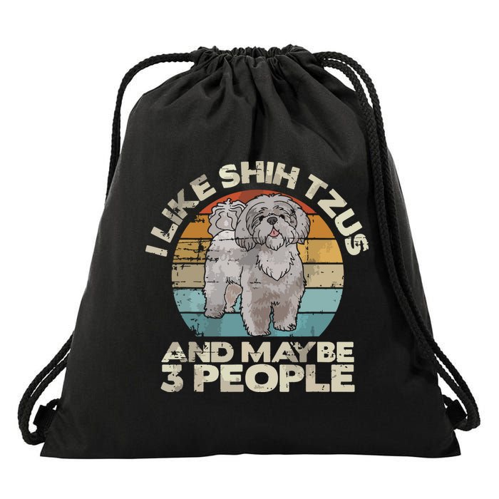 Shih Tzu T Funny Dog Lover Tee Retro Shih Tzu Drawstring Bag
