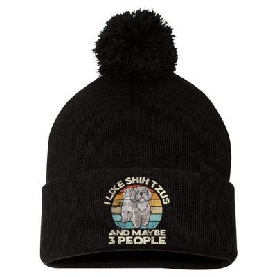Shih Tzu T Funny Dog Lover Tee Retro Shih Tzu Pom Pom 12in Knit Beanie