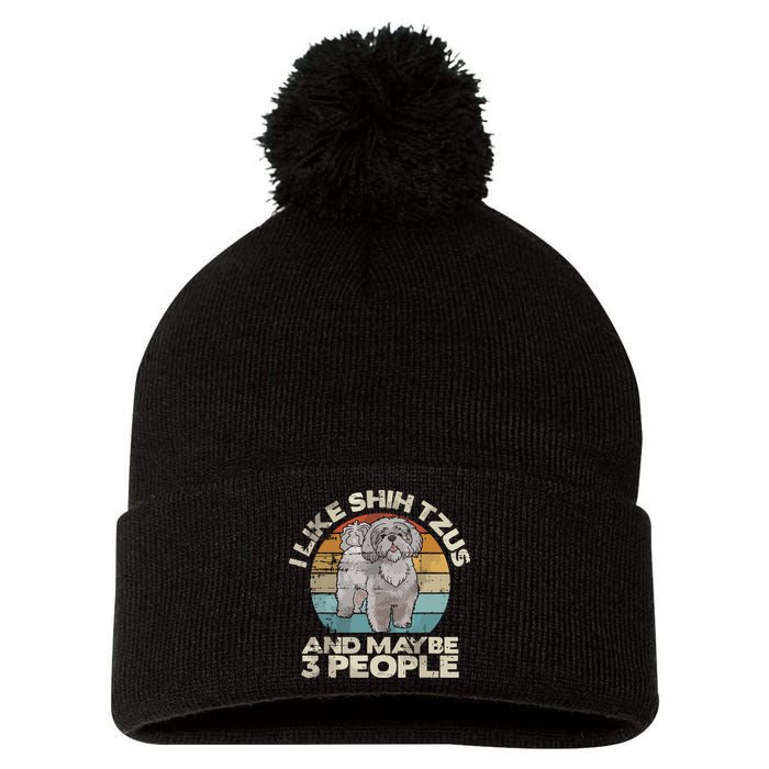 Shih Tzu T Funny Dog Lover Tee Retro Shih Tzu Pom Pom 12in Knit Beanie