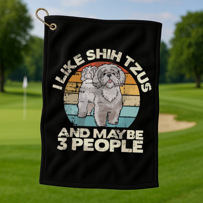 Shih Tzu T Funny Dog Lover Tee Retro Shih Tzu Golf Towel